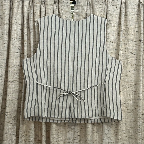 J. Crew Linen Striped Crewneck Vest - 16 - Picture 8 of 9